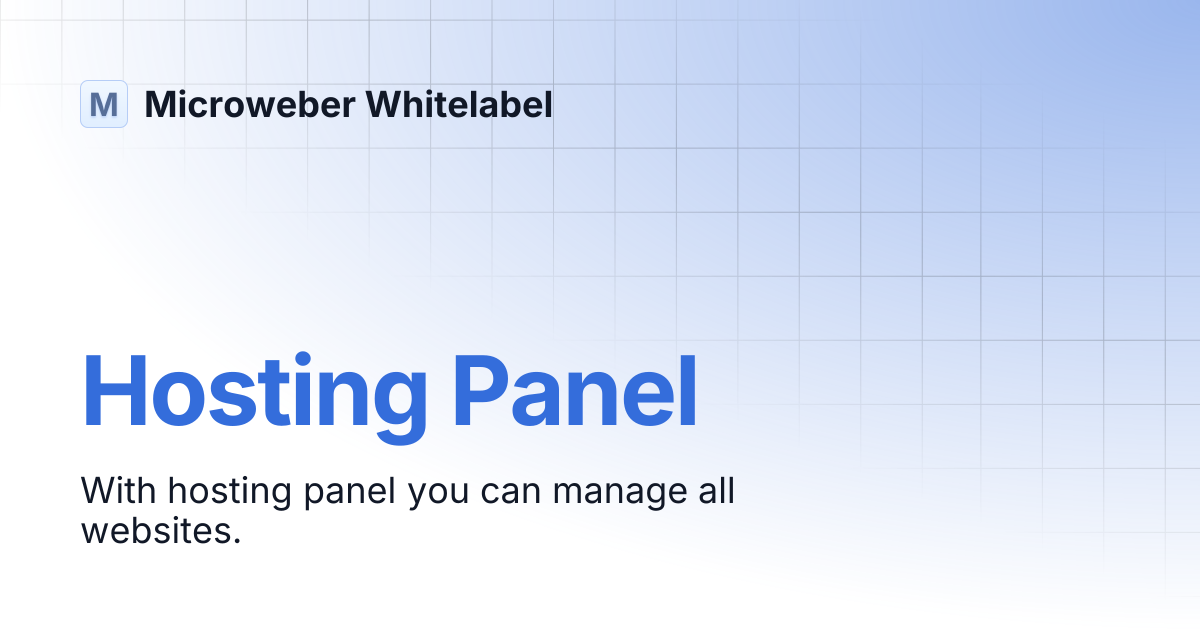 Hosting Panel | Microweber Whitelabel