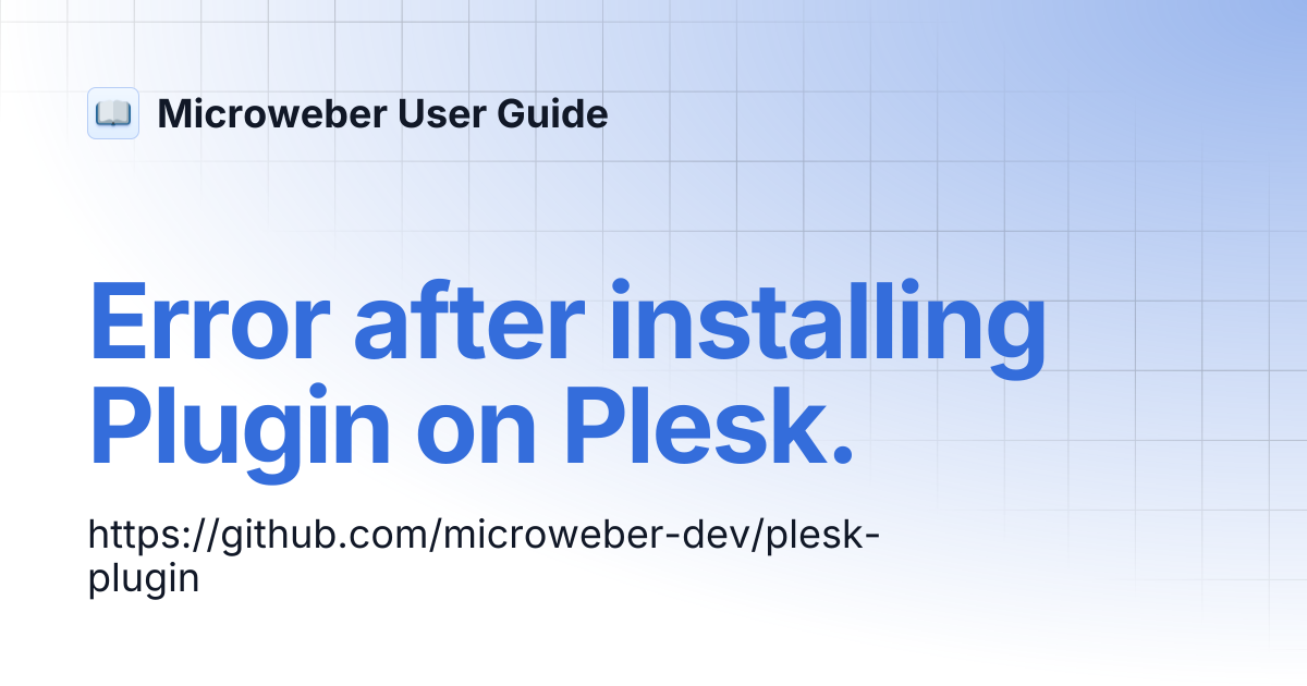 Error after installing Plugin on Plesk. | Microweber User Guide